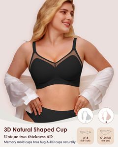 نمط جديد مثير فتحة رقبة V شبكة 3D شكل طبيعي كوب جيلي حمالة صدر مخصصة لاسلكية ش الظهر تنعيم رفع ما يصل الملابس الداخلية سلس للنساء - Product Image 2