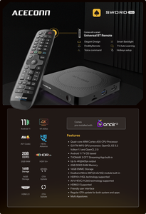ACECONN Sword Pro+ Android 11 4K para TV Box 2GB 16GB WiFi Dual BT HDR10+ Control Remoto por <span class=keywords><strong>Voz</strong></span> con Retroiluminación y Función Buscar RCU - Product Image 6