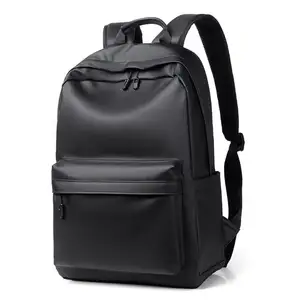 2024 Wholesale Custom Laptop Backpack Bag Fashion Black Soft Leather Bag School Mens Backpack