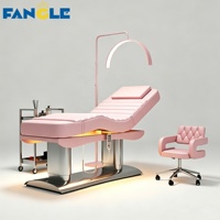 Camilla de Masaje de Lujo de Acero Inoxidable Plateado con Calefacción, Inclinación y 4 Motores, Cama Eléctrica para Tratamientos Faciales, Belleza, Médicos y de Salón de Pestañas