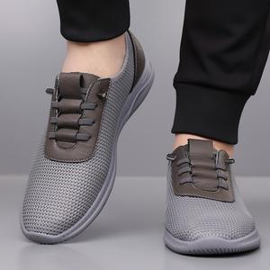 Chaussures de marche en mesh à bout rond, lacets, respirantes, légères, semelle en caoutchouc, chaussures décontractées pour hommes, printemps - Product Image 4