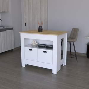 DB <b>Kitchen</b> <b>Islands</b> & <b>Carts</b> Geneva Collection White/Macadamia <b>Kitchen</b> <b>Island</b> & <b>Cart</b> - Product Image 4