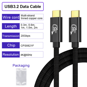 <span class=keywords><strong>Cable</strong></span> de Datos USB Tipo-C ULT-unite de 20 Gbps, 4K, 60 Hz, 240 W, USB 3.2, Transferencia de Datos Ultra Rápida, Chapado en Oro, Trenzado, 1 m, 2 m, 3 m, 4 m, Carga USB Tipo-C - Product Image 5