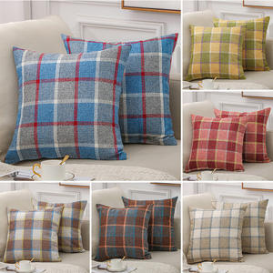Carré à carreaux moderne solide ferme toile de jute 100% lin tissu <span class=keywords><strong>housse</strong></span> de <span class=keywords><strong>coussin</strong></span> pour lit <span class=keywords><strong>canapé</strong></span> <span class=keywords><strong>canapé</strong></span> banc - Product Image 2