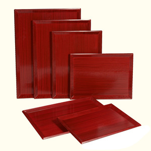 Double-sword round non-slip <b>tray</b>, wood grain Japanese-style <b>tray</b>, dessert <b>tray</b>, <b>tea</b> <b>tray</b>, sushi <b>tray</b>, sukiyaki, Japanese and - Product Image 1
