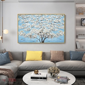 <span class=keywords><strong>Contemporain</strong></span> Moderne Floral Abstrait Toile Art Peint À La Main Texturé Fleur Blanche <span class=keywords><strong>Peinture</strong></span> À L'huile - Product Image 5