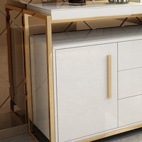 Buffet de rangement léger de luxe en acier inoxydable doré buffet en bois brillant