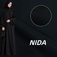 Tissu Abaya Nida Amanda 100% Polyester Noir Jais Coréen pour Robe, Thobe et Vêtement Musulman pour Femmes Arabes