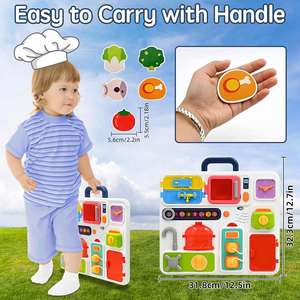 Tablero Sensorial Montessori para Bebés de 6, 12 y 18 Meses, 10 en 1, Accesorios Educativos de Cocina, Juguetes de Viaje para Niños con Música - Product Image 3