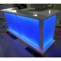 Comptoir de bar musical de grande taille, rond, avec éclairage LED RGB, en marbre, pour discothèque