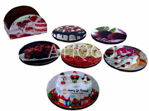 Gran oferta, juego de posavasos de MDF de estilo minimalista, impresiones de helado de madera, alfombrillas y almohadillas de diseño de caja elegante - Product Image 3