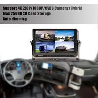 10 4 CH Quad Truck Monitor con DVR incorporado, soporte 720P, 1080P AHD CVBS Cámara Híbrida