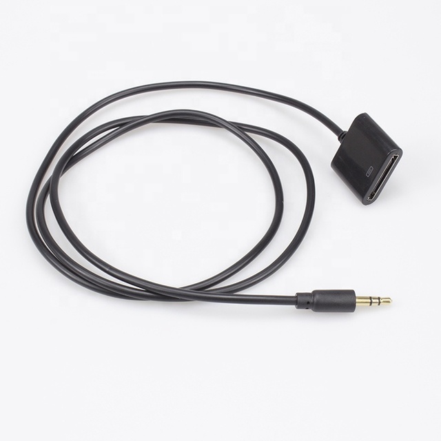 Premium 30 Pin Female to 3.5mm Male Audio Adapter Cable Compatible with iPhone 4/4S, IPod, iPad 2/3/4 Hi-Fi Sound, Gold-Plated
