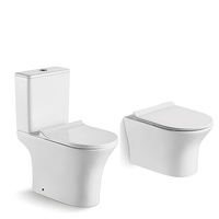 Équipement de toilette moderne en céramique avec siphon en P et siphon en S, WC deux pièces avec bidet intégré au sol