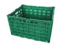 Vente en gros de caisses en plastique 600x500x340mm pliables et empilables à mailles pour le stockage des légumes caisse d'occasion ventilée et pliable