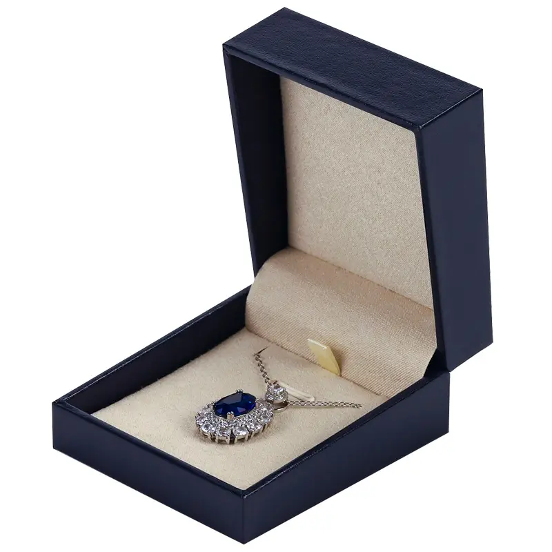 Boîte à bijoux avec logo personnalisé Boîte d'emballage de bijoux durable en cuir Pu Boîte cadeau de bijoux pendentif bracelet collier bague