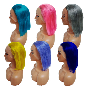 Promoción $15 Letsfly Pelucas Bob Rectas con Frente de Encaje 13x4, Color Personalizable, Cabello Humano Rosa, Venta Caliente, Baratas, al por Mayor - Product Image 4