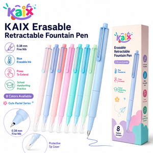 Stylo plume effaçable KAIX à écriture fluide, pointe fine 0,38 mm, encre bleue, rétractable, pour la pratique de l'écriture manuscrite - Product Image 4