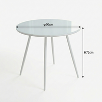 Mesa de Comedor Moderna para Exteriores con Cubierta de Vidrio Templado de 5 mm, Estructura de Acero con Recubrimiento en Polvo, Mesa de Bistro, Muebles Resistentes para Exteriores
