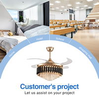 Ventilateur de plafond en cristal de haute qualité 36 pouces avec éclairage LED à entraînement DC stable, économe en énergie, télécommande intelligente pour la décoration de chambre, salon et salle à manger