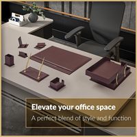 Cadeau d'affaires personnalisé Ensemble organisateur de 10 pièces de papeterie de bureau en cuir artificiel bordeaux Fournitures de bureau Ensemble d'accessoires de bureau