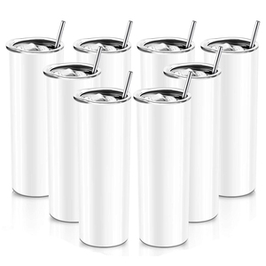 Groothandel Rechte Blanco Sublimatie Tuimelaars Met Deksels En Stro Koffie Sublimatie Mok Cup Metal Skinny Voor Afdrukken 20 Oz - Product Image 1