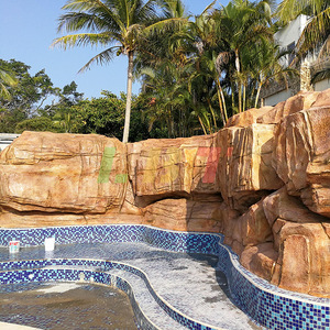 Mur de décoration extérieur durable en ciment Libit, sculpture de jardin tropical personnalisée pour piscine - Product Image 1