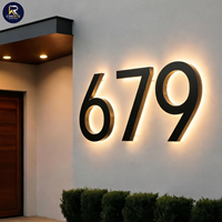 Plaque de maison 3D personnalisée en acrylique avec LED et télécommande – Numéro d'adresse mural moderne DC pour entreprises de publicité et bureaux