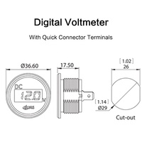 Amomd voltímetro universal batería de litio 0V-30V DC RV medidores de voltaje digitales con precisión de 3 dígitos pantalla LED azul