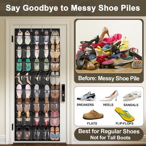 Over The Door Shoe Organizer 40 Pockets Clear PVC Hanging Storage For Closet Bathroom Multifunctional Foldable Lightweight - Product Image 3