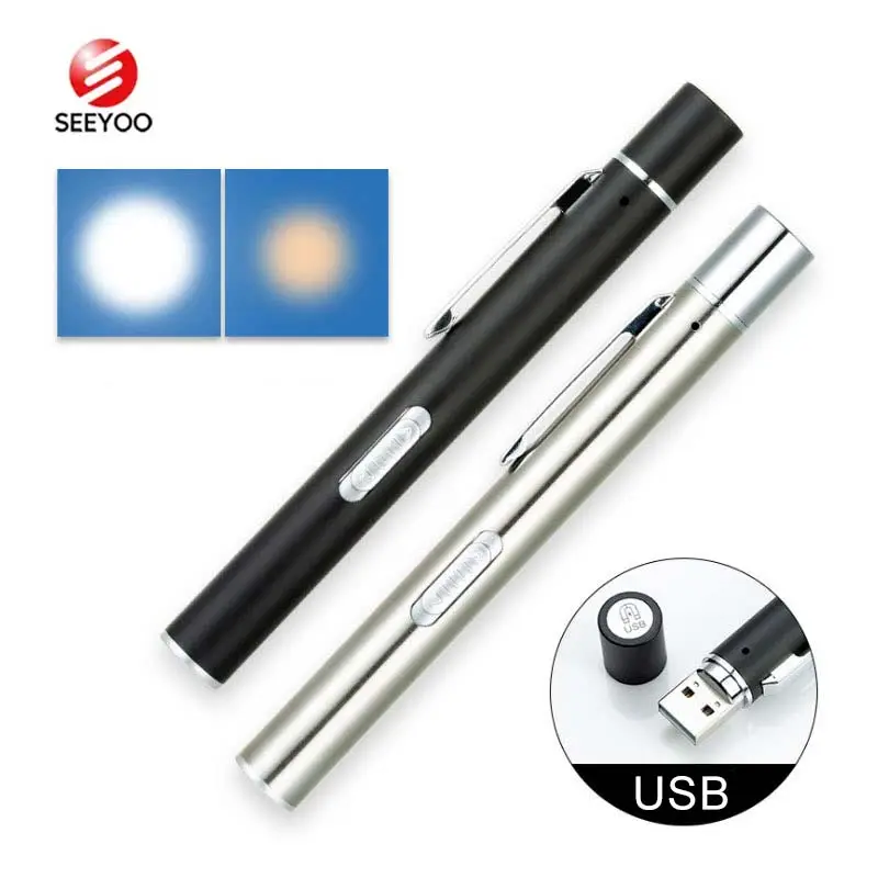 USB Recarregável Enfermagem Médica Mini Penlight Lanterna Dual Light Lampe Torche LED Pen Light Para Doctor Nurse