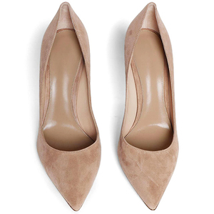 Ladies Heels Womens <strong>Red</strong> Luxurious Pointed Toe <strong>Suede</strong> Leather Thin Heeled Lightweight Breathable Slip-On Office <strong>Shoes</strong> - Product Image 2