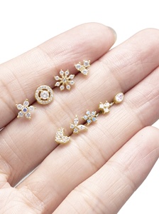 Piercing de Nariz de Acero Inoxidable Chapado en Oro de 20G, con Diseño de Mariposa en Forma de L, Brillante, con Circonitas, Copo de Nieve y Flor, Joyería para Piercing Corporal - Product Image 6