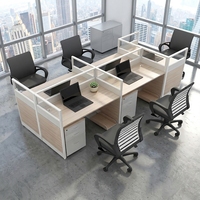 Office Cubicle Workstation Work Computer Desk Modern Wooden Employee Seat Partition Station Table Furniture Set with Storage