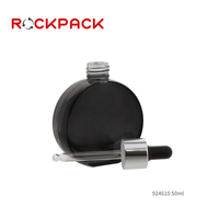 Flacon compte-gouttes ovale en verre noir mat givré de 50 ml pour huile essentielle uniquement Transparent en stock