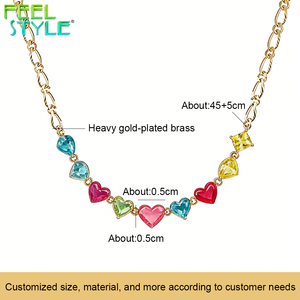Collar de Clavícula con Cuentas de Zirconia en Forma de Corazón, Color Fresco, Chapado en Oro Grueso PVD, Temática de Amor, Personalizado, Acero Inoxidable 316 - Product Image 2