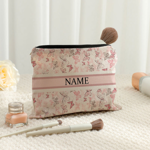 Sac de maquillage de voyage de luxe rétro personnalisé avec <span class=keywords><strong>logo</strong></span> et nom, en toile, fermeture éclair, résistant à l'eau, capacité moyenne, poignée souple - Product Image 5