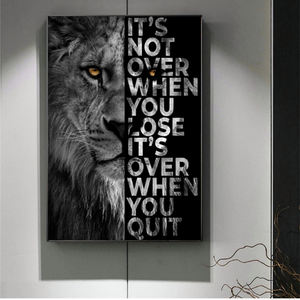 Affiches et imprimés d'animaux amusantes avec lettre Lion, Lion sauvage, citation de motivation, Art sur toile - Product Image 3