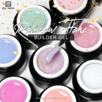 ICE NOVA Logo personnalisé Rainbow Flake Builder Gel 40 couleurs avec Flake Glitter Builder étendre les ongles forte adhérence pour les salons de bricolage