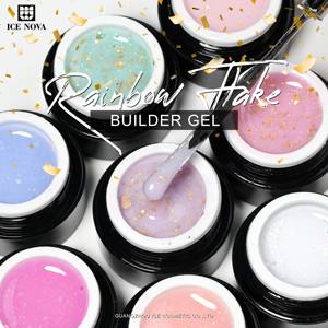 ICE NOVA 맞춤형 로고 레인보우 플레이크 빌더 젤 플레이크 글리터 빌더와 40 가지 색상 손톱 확장 살롱 DIY에 대한 강한 접착력 - Product Image 4