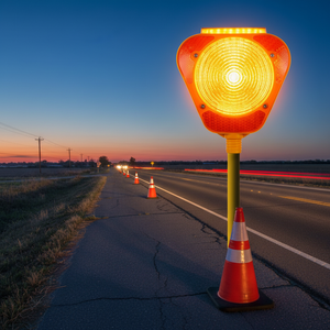 Solar Powered Yellow <b>Triangle</b> Flasher Traffic Warning <b>Light</b> for Road Use - Product Image 3
