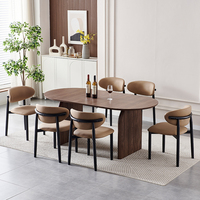 Table de salle à manger de luxe moderne en bois, ovale, extensible, ronde, pour 6 à 8 personnes, avec 4 chaises