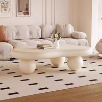 Table basse en bois de style nordique minimaliste, luxueuse, unique, élégante et écologique, design nuage blanc crème pour le salon