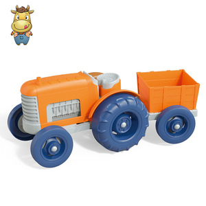 Jouet tracteur agricole en plastique souple avec remorque détachable, roues à friction libre, véhicule de plage pour enfants de 3 ans et plus - Product Image 1