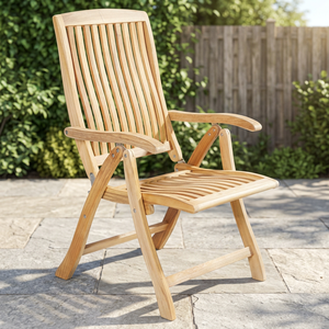 Chaise de jardin pliable réglable en teck, moderne, luxueuse, écologique, durable, pour l'extérieur - Product Image 3