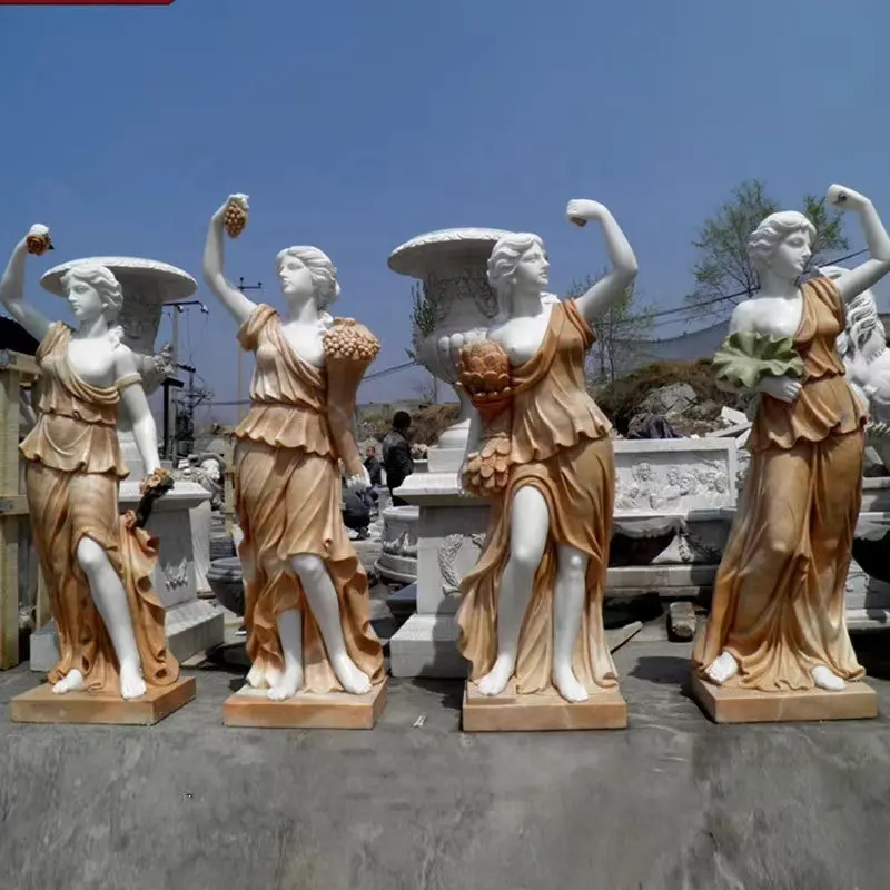 थोक मूल्य के साथ संगमरमर चार मौसम लेडी मूर्तिकला महिला देवी प्रतिमा अच्छी गुणवत्ता