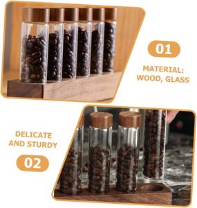 ภาชนะเก็บเมล็ดกาแฟขวดแก้วทนความร้อนแบบปิดผนึกสุญญากาศหลอดกาแฟเม็ดเดียวพร้อมขาตั้งไม้ - Product Image 4