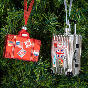 مفتاح ربط زجاجي ينفخ باليد للإجازات أداة تزيين من الجلد مخصصة للسفر شجرة عيد الميلاد هدية مزخرفة صديقة للبيئة - Product Image 4