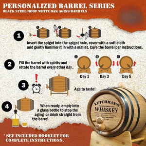 Barril de Roble Personalizado de 1 Litro con Soporte, Tapón y Grifo para Añejar Cócteles, Bourbon, Ron, Tequila, Cerveza, Miel, Vino y Más - Product Image 5