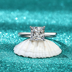 Anillo de compromiso de plata de ley S925 con moissanita de corte princesa de 1.5 quilates, color D, VVS1, certificado GRA, para venta al por mayor de fábrica - Product Image 5